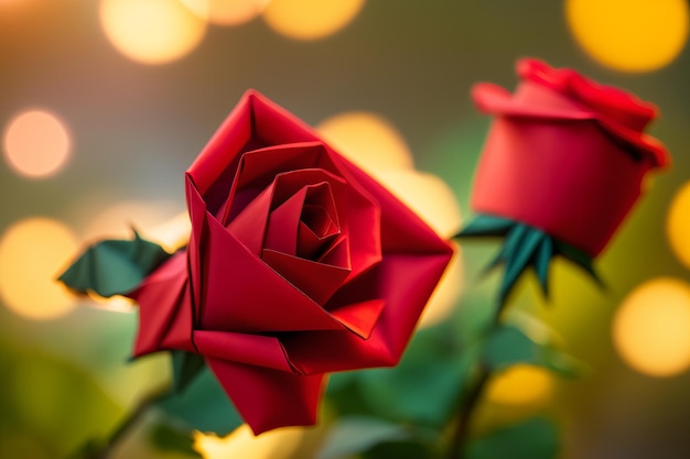 Rosas de papel vermelho