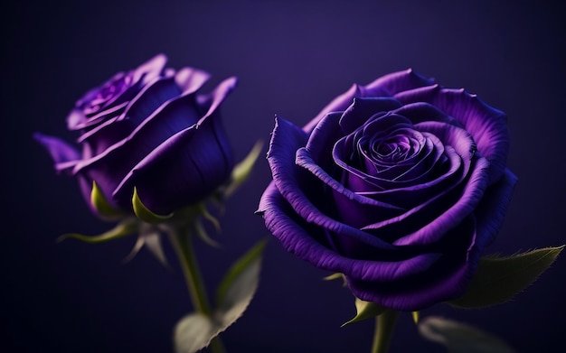 Rosas moradas sobre un fondo oscuro