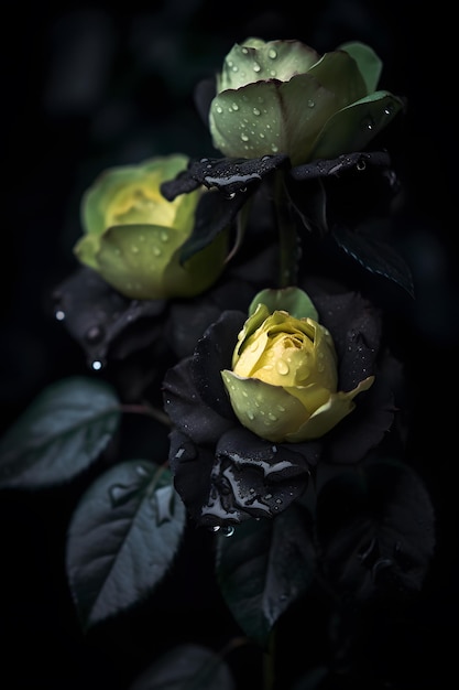 Rosas negras no escuro