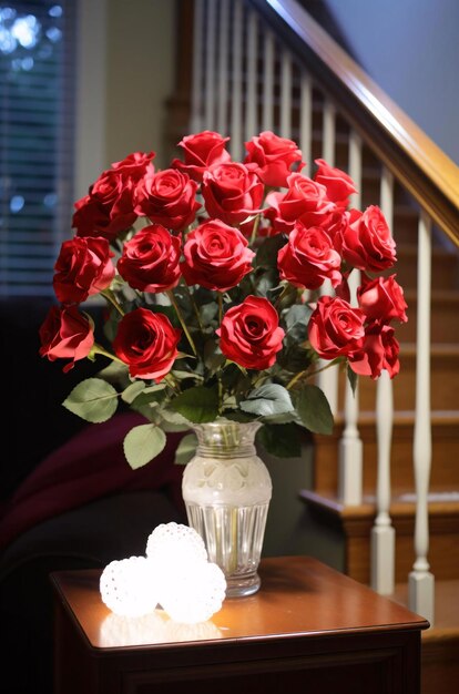 rosas num vaso rosa vermelha num vaso