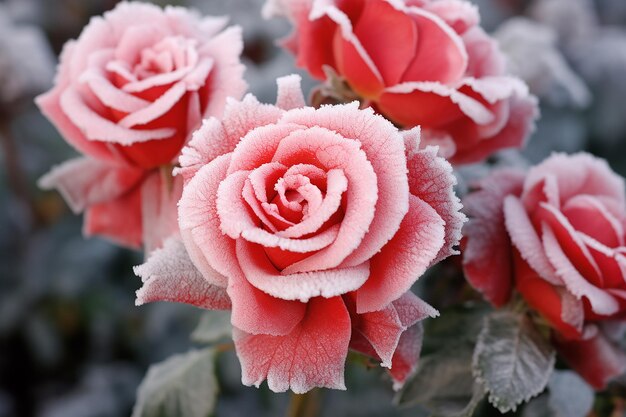 Foto las rosas de oregón envueltas en helada