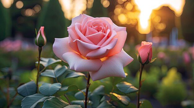 Rosas pastel de follaje