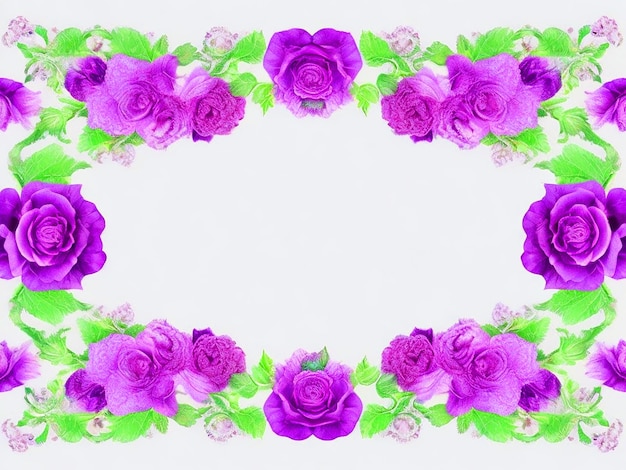 Rosas púrpuras con bordes de esquina Diseños de rosas de lavanda Imagen