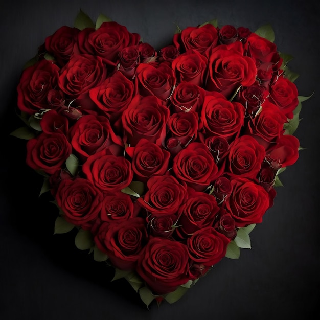 Foto rosas renderizadas em forma de coração
