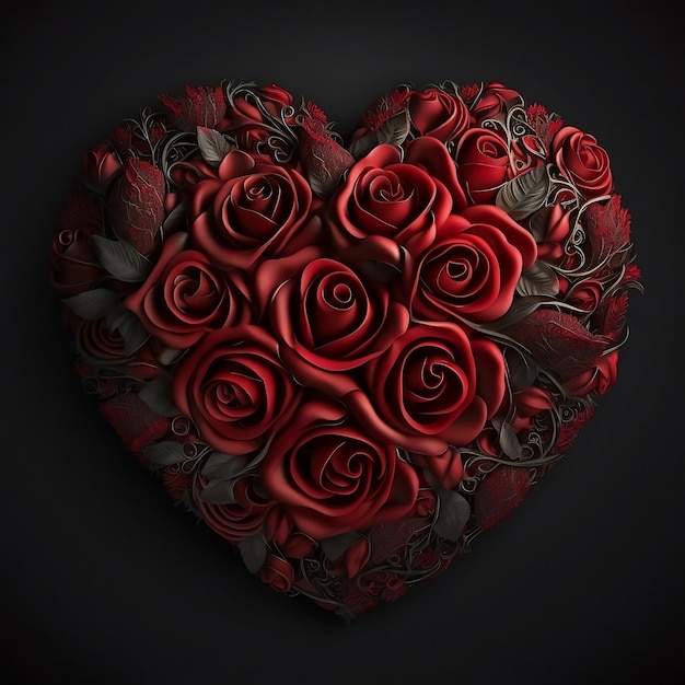 Foto rosas renderizadas em forma de coração