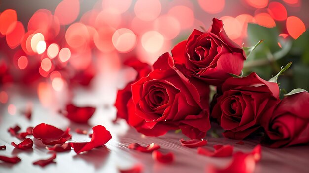 Foto rosas rojas con bokeh valentines con rosas rojos