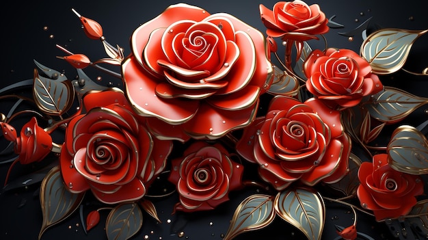 rosas rojas imagen renderizada en 3D