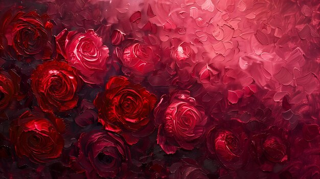 rosas rojas pintura al óleo papel tapiz de arte