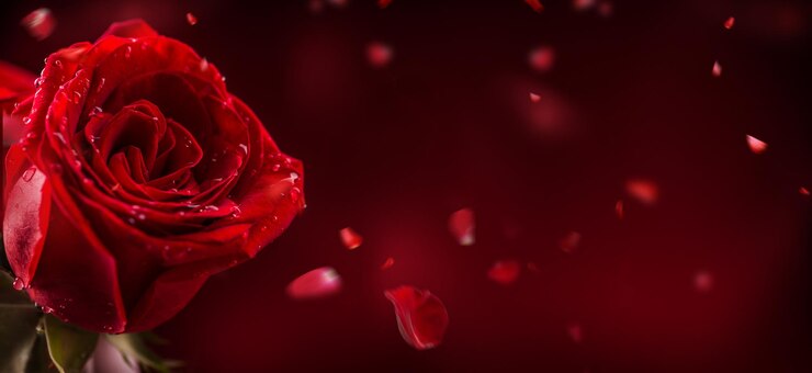 Rosas rojas Ramo de rosas rojas Día de San Valentín fondo del día de la boda San Valentín y el borde de la boda Gotas de agua en los pétalos de las rosas