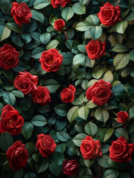 Foto rosas rojas sobre un fondo oscuro