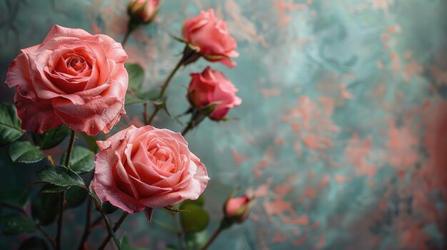 Rosas rosadas con Bokeh en el fondo texturizado Espacio de copia