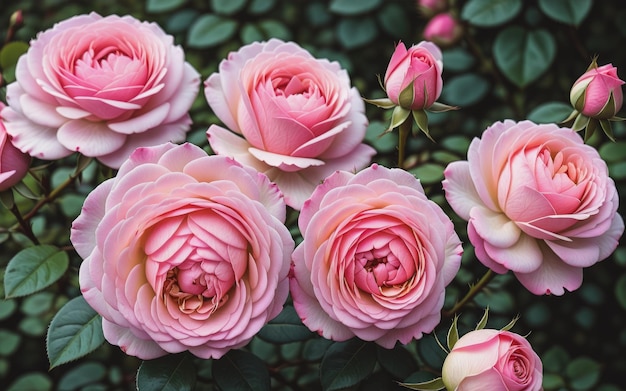 Rosas rosadas en un jardín