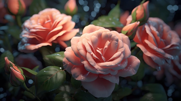 Rosas rosadas en una maceta