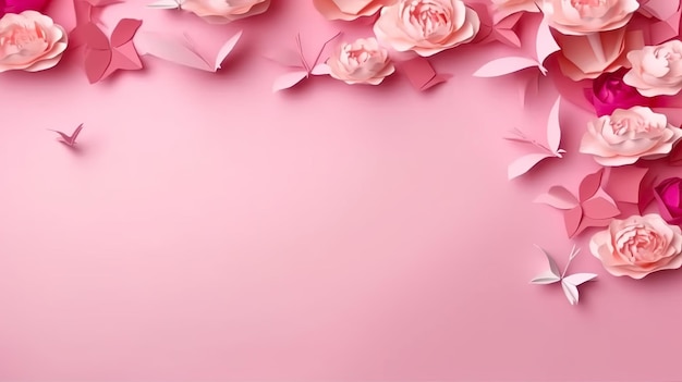 Rosas rosadas sobre un fondo rosa.
