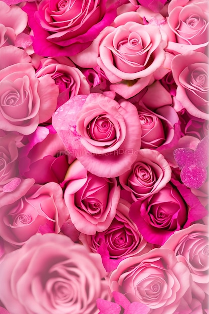 Foto rosas rosas calientes con fondo borroso regalo para el día de la madre o decoración para su esposa