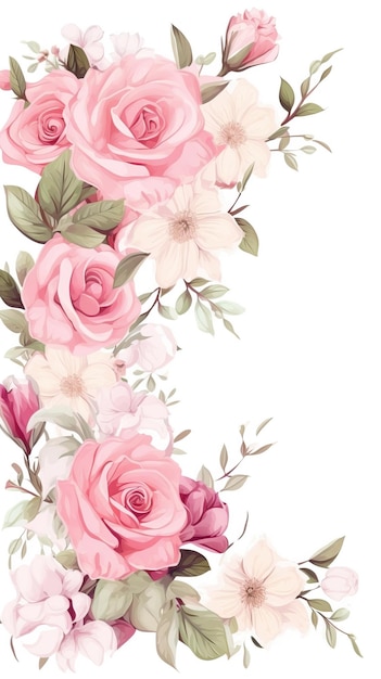 Rosas rosas en un fondo blanco
