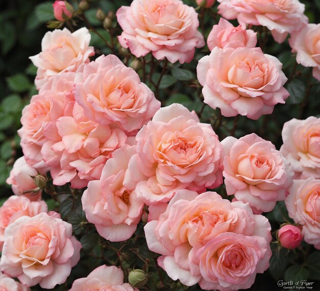 Rosas rosas en un jardín Con fondo floral de cerca