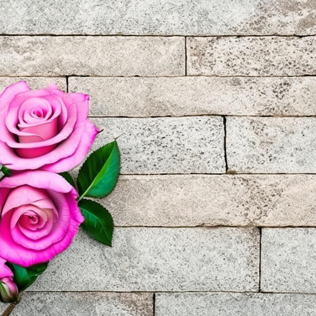 Foto rosas rosas sobre un fondo de hormigón