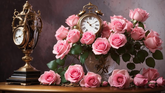 Las rosas rosas y el tiempo una naturaleza muerta ganadora