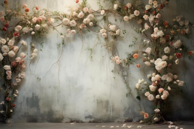 Las rosas sofisticadas de la pared blanca generan Ai