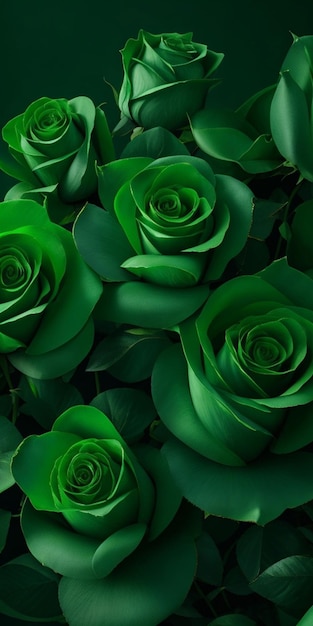 rosas verdes en un fondo verde