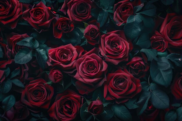 rosas vermelhas escuras frescas de fundo de textura de perto