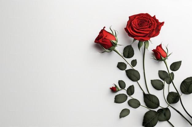 Rosas vermelhas no fundo branco foto de estoque no estilo de compositio minimalista