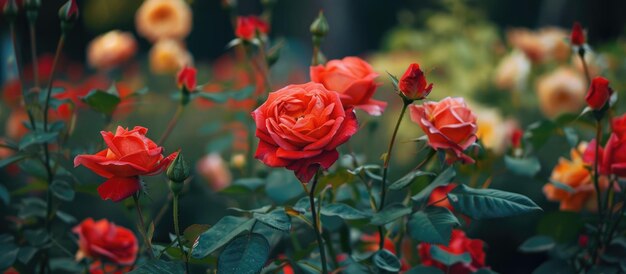 Rosas vibrantes en un parque urbano para el diseño