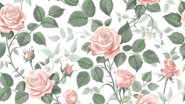 Las rosas victorianas con patrón sin costuras en tonos pastel Un floral atemporal para el papel tapiz clásico