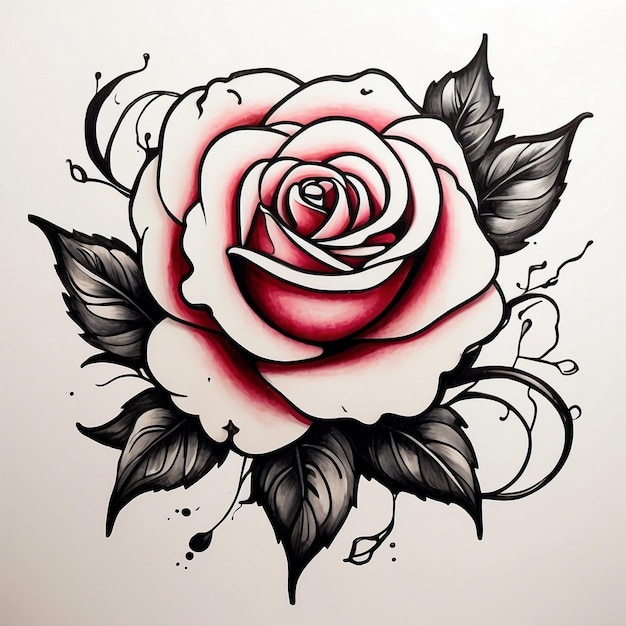 Rose Blumen Zeichnung Rose Illustration Rose Design Tattoo Rose Rosethematische Kunst Rose Blumen Vektor