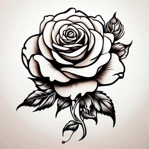 Rose Blumen Zeichnung Rose Illustration Rose Design Tattoo Rose Rosethematische Kunst Rose Blumen Vektor