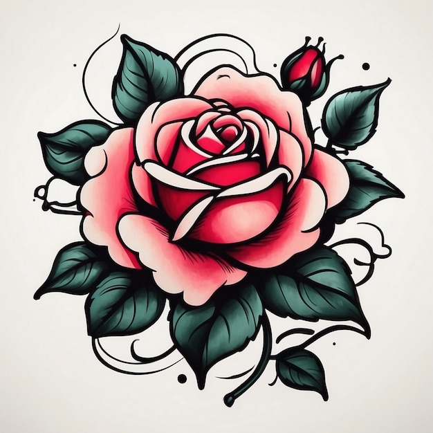 Rose Blumen Zeichnung Rose Illustration Rose Design Tattoo Rose Rosethematische Kunst Rose Blumen Vektor