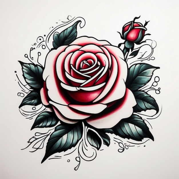 Rose Blumen Zeichnung Rose Illustration Rose Design Tattoo Rose Rosethematische Kunst Rose Blumen Vektor