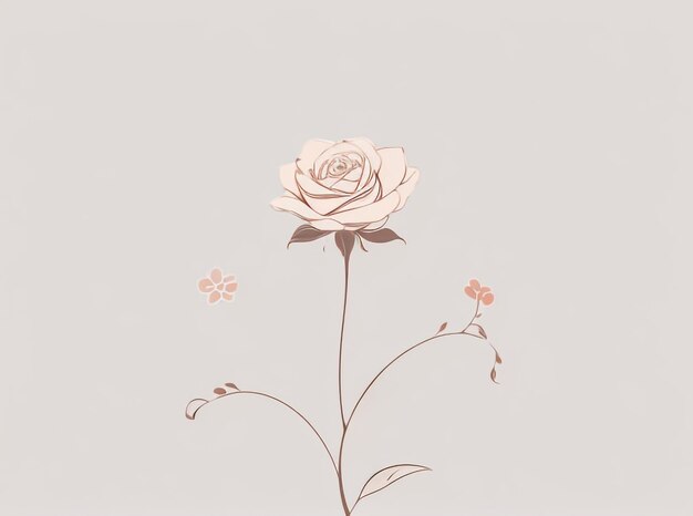 Foto rose eine abstrakte blume im minimalismus mit durchgehender linie