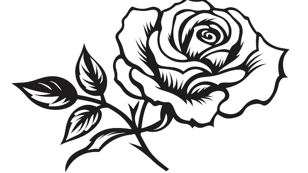 Foto rose einfarbiges vektor-logo-emblem oder symbol für firmenbranding tattoo-kunststil