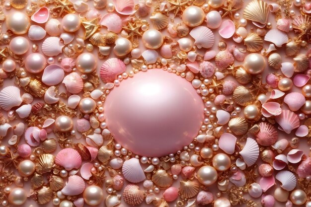 Foto rose gold pearl seashell hintergrund pearl seashell hintergrund gold pearl hintergrund pearl tapete seashell tapete ai generative