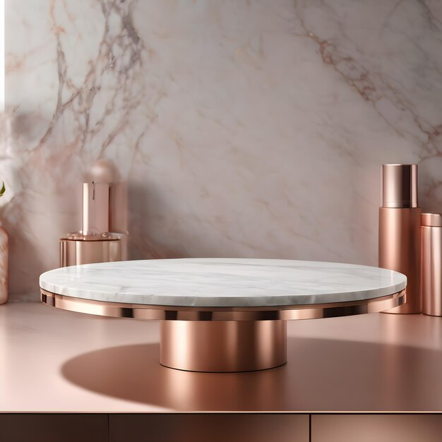 Rose Gold Round Marble Podium Generative KI