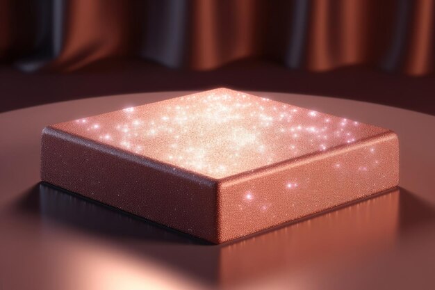 Rose Gold Sequins Podium Presentación de belleza Glitzy Mockup Anuncio de renderizado en 3D