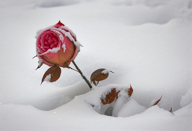 Rose im Schnee KI-generiert