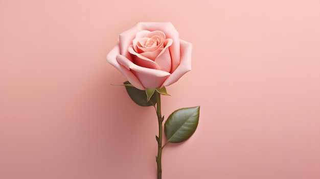 Rose isoliert auf hellrosa Hintergrund Valentinstag oder Muttertag Dekoration