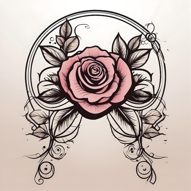 Foto rose-kranz-illustration blumen-kranz-design rote rosen-dekoration romantische kranz-grafik eleganz