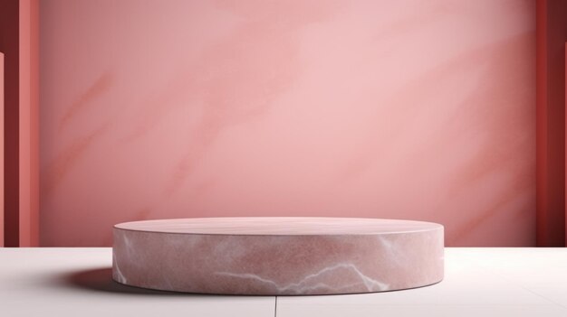 Rose Marble Stone Abstract Minimalistic Product Podium La escena para la presentación del producto Sala 3D con plataforma geométrica Piezón de escenario Ai Mockup de podio generado para un anuncio de producto