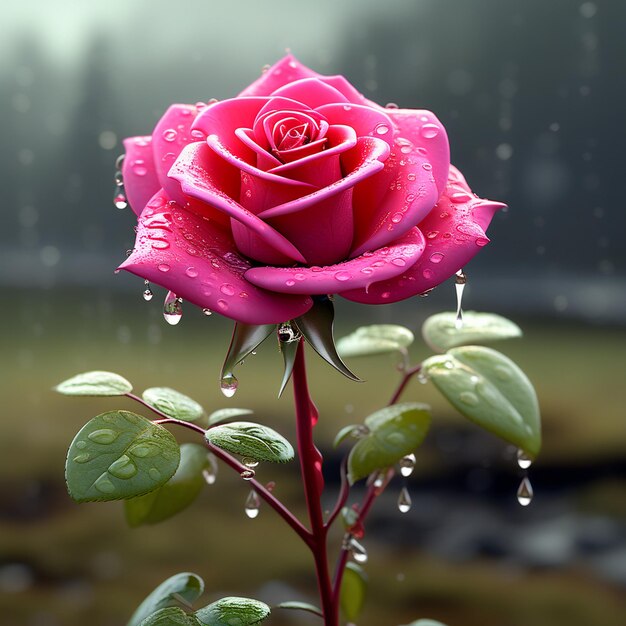 Foto rose mit wassertröpfchen regen