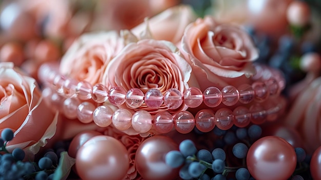 Foto rose quarz pastell edelstein armbänder von hintergrund getragen