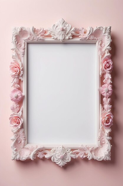 Rose Reverie Radiance leere Rahmen Mockup mit weißem leeren Raum für die Platzierung Ihres Designs