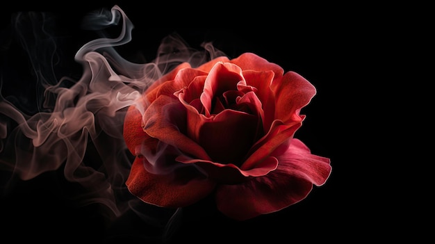 Rose sobre fondo negro con humo