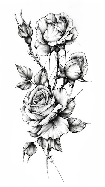 Rose Tattoo Flash KI-generiertes Bild