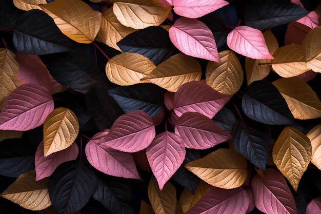 Roségold und schwarze Blätter im Hintergrund