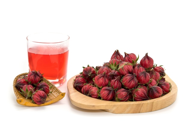 Roselle e suco de hibisco com roselle fresco - uma bebida para uma boa saúde