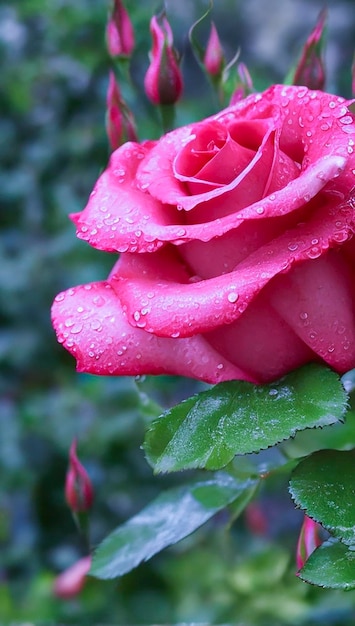 Rosenblüten und andere Blumen mit einer atemberaubenden Aussicht